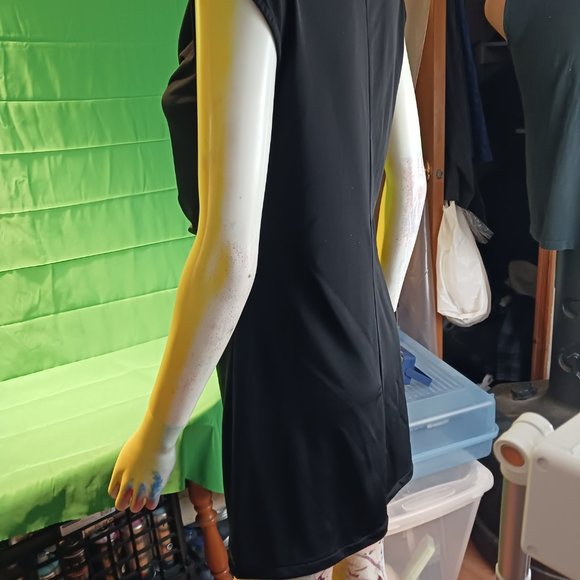 plunging collar polyester dress black women zokai medium - Picture 5 of 7